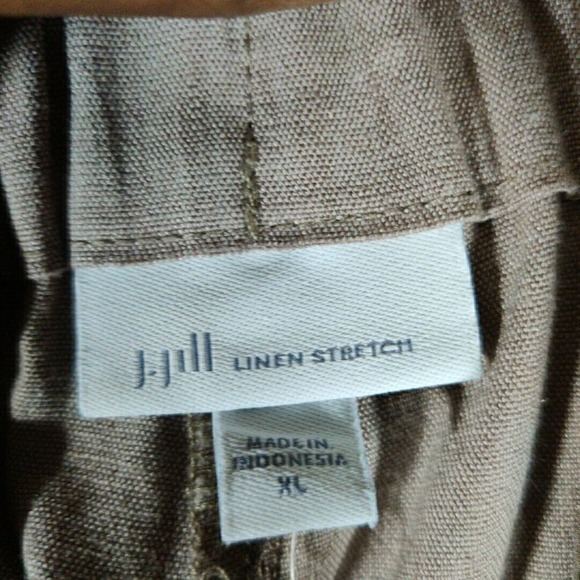 J Jill Pants Womens XS Brown Linen‎ Stretch Boho Chic Cabincore - Picture 2 of 7